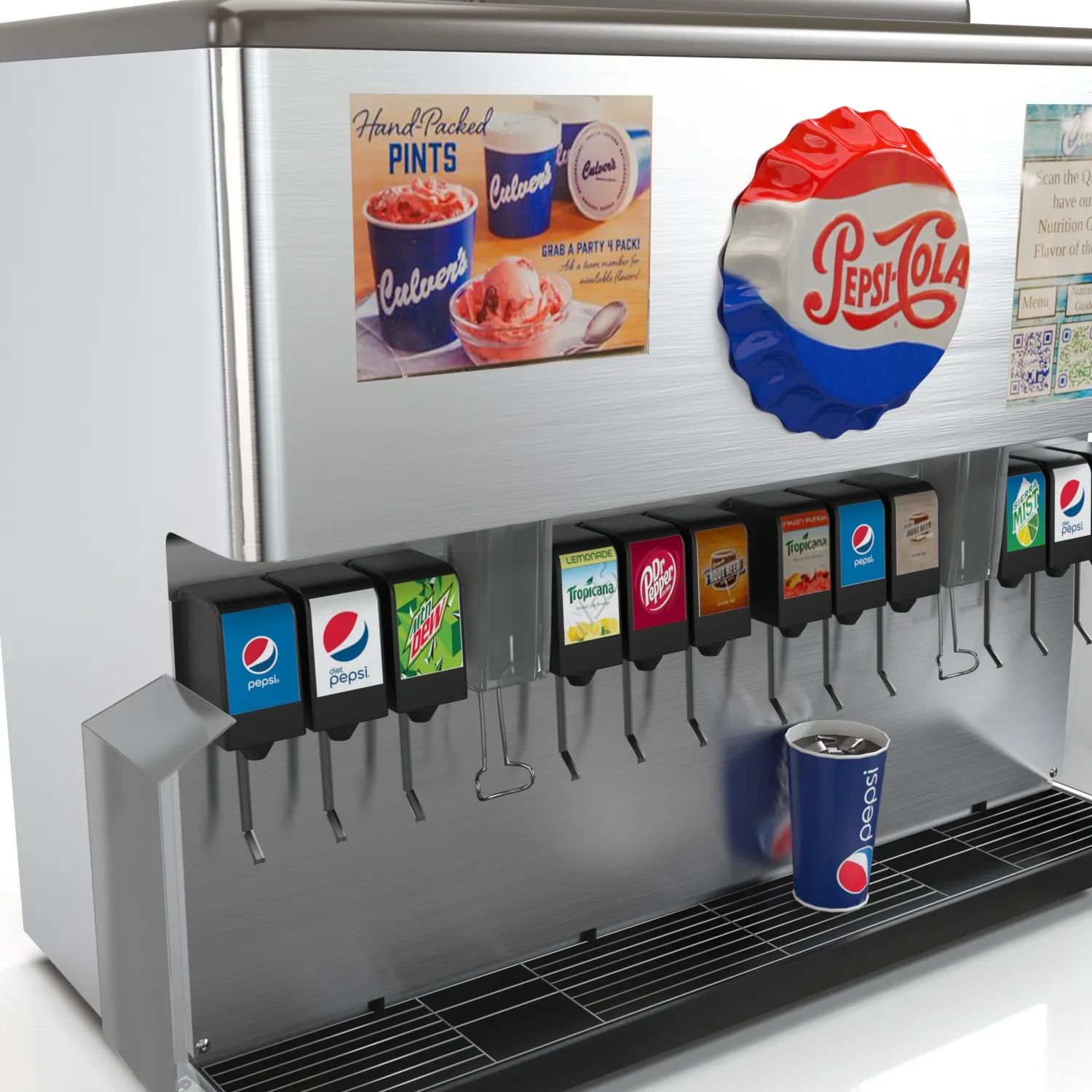 Pepsi Fountain Refresh 12 Beverages Dispenser 3D Model_05